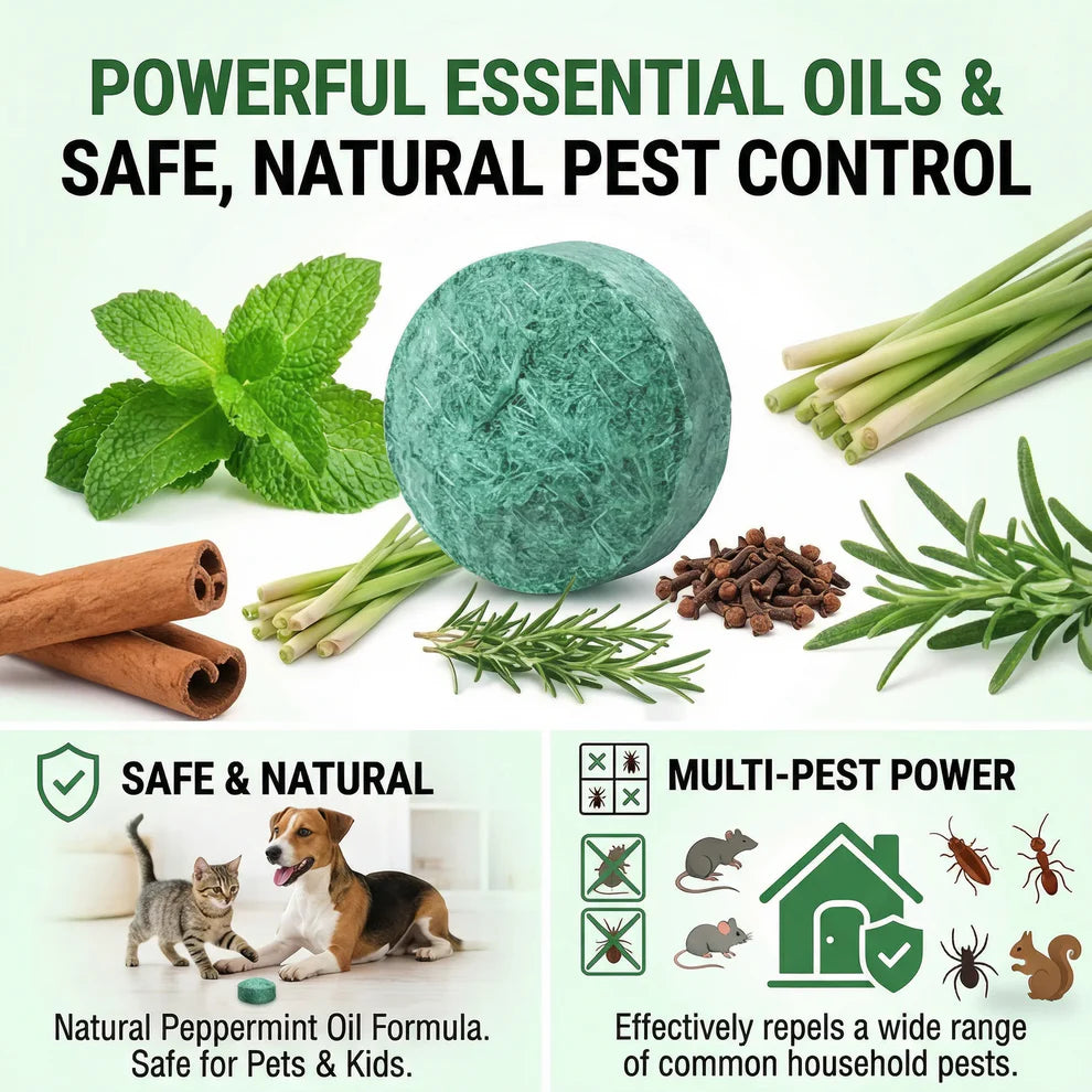 VezenMira™ 🟢 Natural Peppermint Rodent Repellent Tablets – 10 Pack