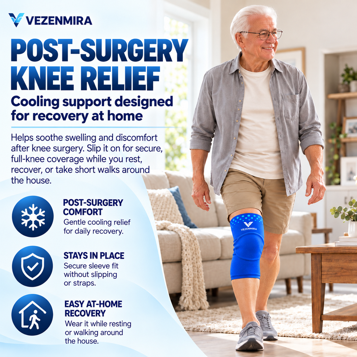 VezenMira™ 360° Knee Ice Wrap – Post-Surgery Swelling & Pain Relief