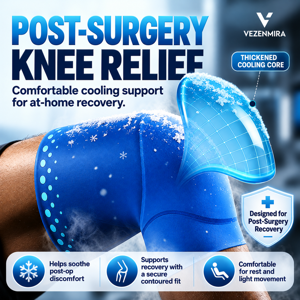 VezenMira™ 360° Knee Ice Wrap – Post-Surgery Swelling & Pain Relief