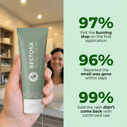Burning Stops Day One.  Rash Clears In Days.  Smell Eliminated.